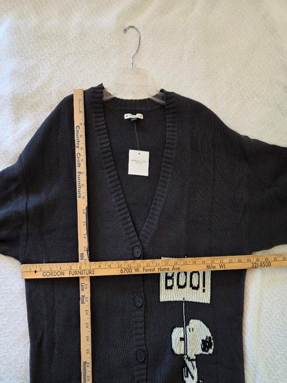 American Eagle Snoopy Peanuts Halloween Boo! Cardigan Sweater Large - Picture 6 of 7